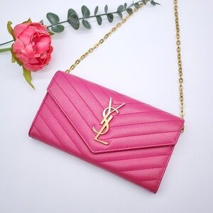 🍓YSL Monogram Flap Wallet in Grained Leather